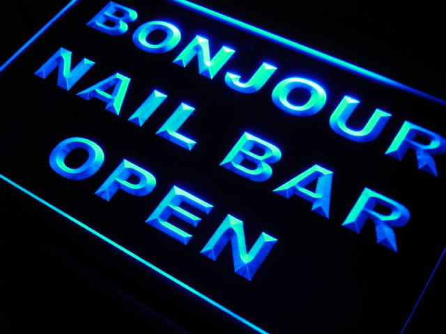 Nail Bar OPEN Bonjour Neon Light Sign